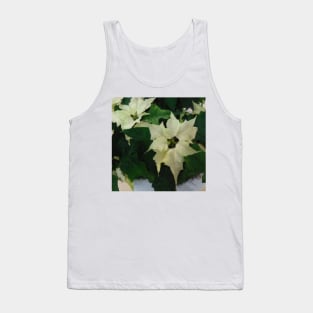 White Poinsettia Watercolor Flower  - Christmas Holiday Florals Tank Top